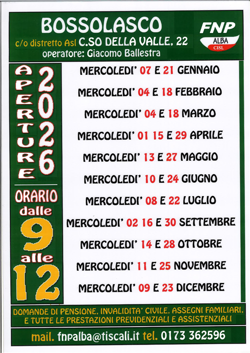 Aperture FNP - CISL Alba c/o distretto ASL